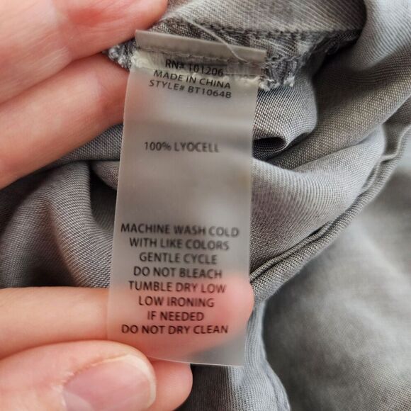 Soft Surroundings Woman's Pull On Palazzo Pants Grey Sz L Chambray Embroidered - Picture 9 of 9